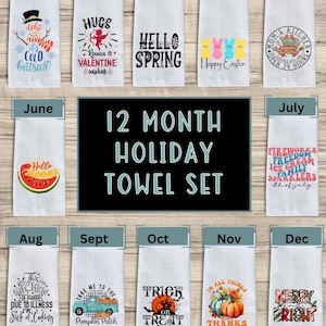 12 Month Holiday Kitchen Towel Set