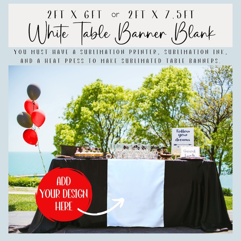 Sublimation Blank Table Banner, Sublimation Blank, 100% Polyester, White Table Banner, White ...