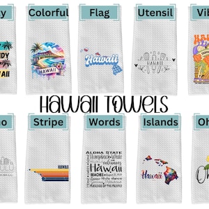 Hawaii Kitchen Towel: Waffle Weave Microfiber, State Decoration