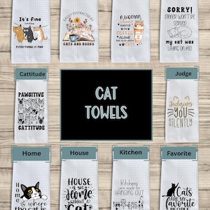 Funny Cat Kitchen Towel: Waffle Weave Microfiber, Cat Lover Gift