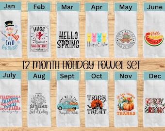 12 Month Holiday Kitchen Towel Set