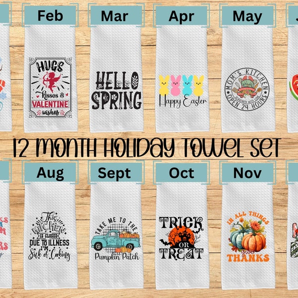 12 Month Holiday Kitchen Towel Set