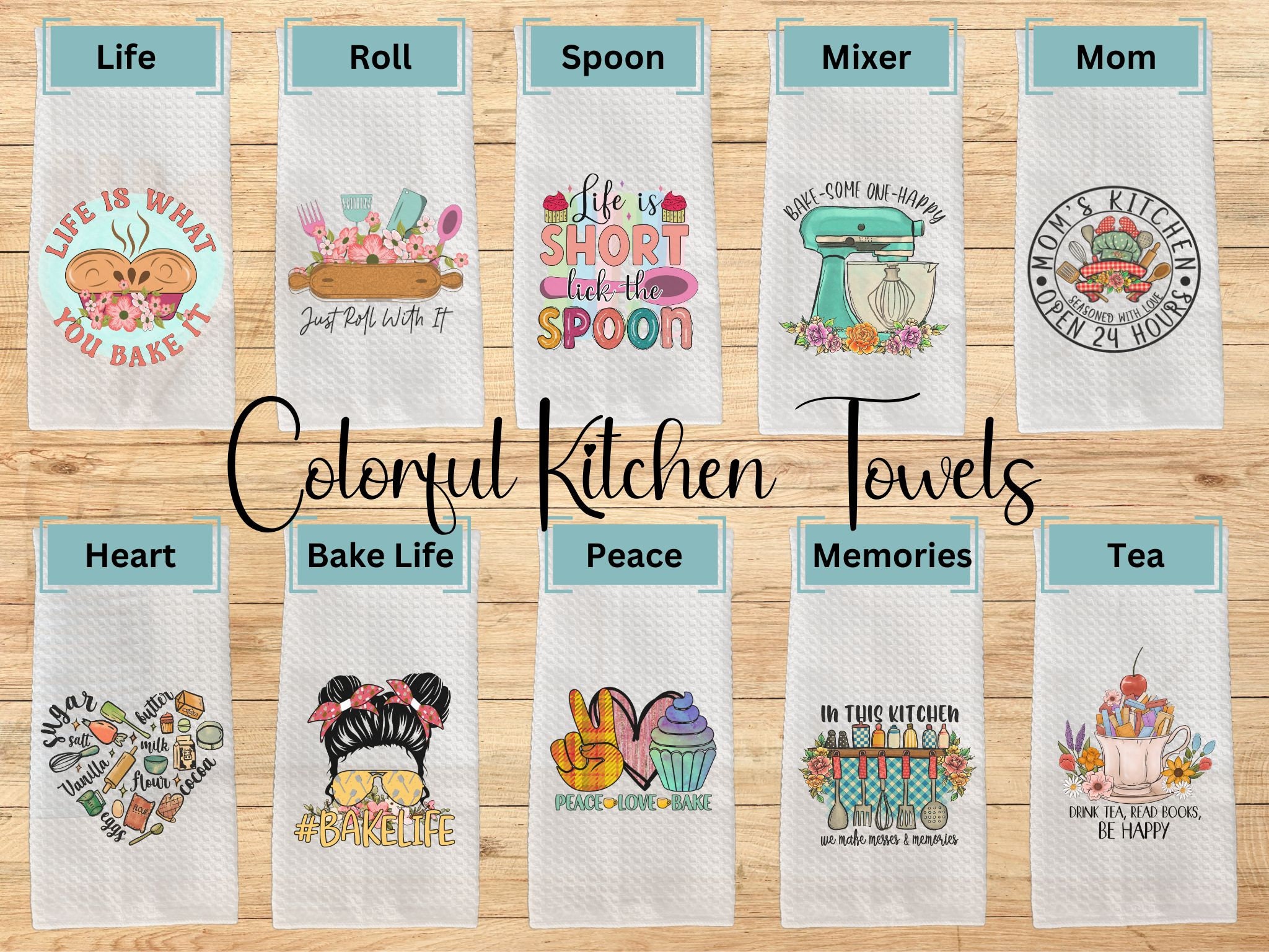 Colorful Kitchen Towel, Cute Kitchen Towels, Retro Kitchen Towels