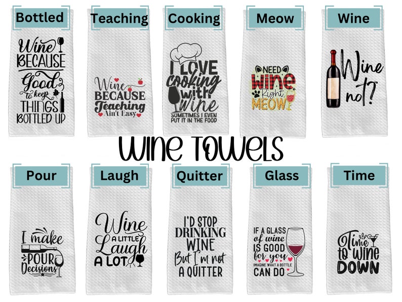 Wine Kitchen Towel, Funny Kitchen Towel, Kitchen Towel, Gifts, Kitchen Towels, Kitchen Decor, Wine Kitchen Decor, Wine, Wine Lover image 1