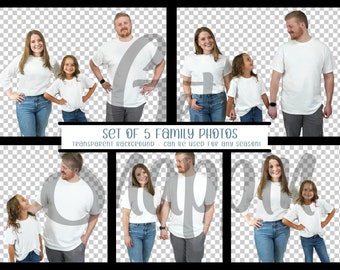 TRANSPARENT T-Shirt Mockup, Long Sleeve - Short Sleeve Mockup, White T-Shirt Mockup, Family T-Shirt Mockup, Group Shirt Mockup