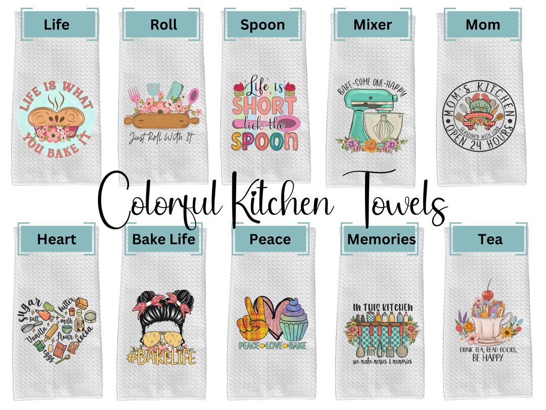 Colorful Kitchen Towel Cute Kitchen Towels Retro Kitchen Etsy