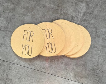 FOR YOU Round Kraft Paper Tags 3", 3" Kraft Paper Circle Tags, Round Gift Tags, "For You" Tags, Kraft Paper Tags, Gift Tags, Thank You Tags