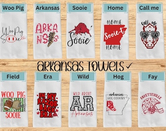 Arkansas Kitchen Towel, Razorbacks, Woo Pig Kitchen Towel, Kitchen Towel, Gifts, Kitchen Gifts, Arkansas Gift, Arkansas Razorback Decoration