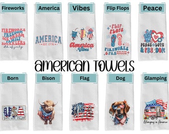 American Kitchen Towel, 4th of July, Independence Day Kitchen Towel, Kitchen Towel, Gifts, Kitchen Gifts, July 4th Decoration