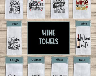 Toalla de cocina divertida con diseño de vino: microfibra con tejido gofrado