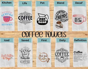 Coffee Themed Kitchen Towel, Coffee Towels,  Kitchen Towels, Coffee Bar, Kitchen Towel, Coffee Lover Gifts, Christmas Gifts, Kitchen Decor
