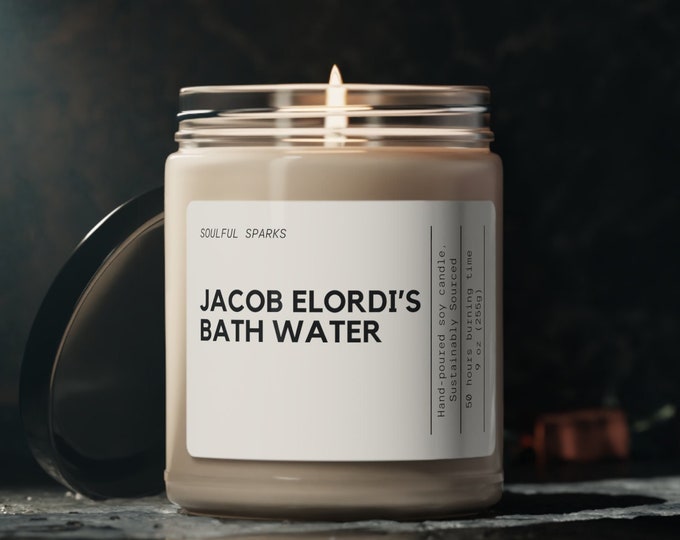 Bougie d'eau de bain de Jacob Elordi, bougie amusante, bougie de célébrité, bougie de soja parfumée 9 oz