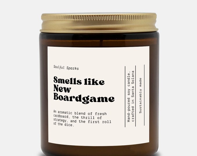 Smells Like New Boardgame Candle, Funny Board Game Gift, Game Night Present, Gift for Boardgamer, Gamer Candle, gift for game night