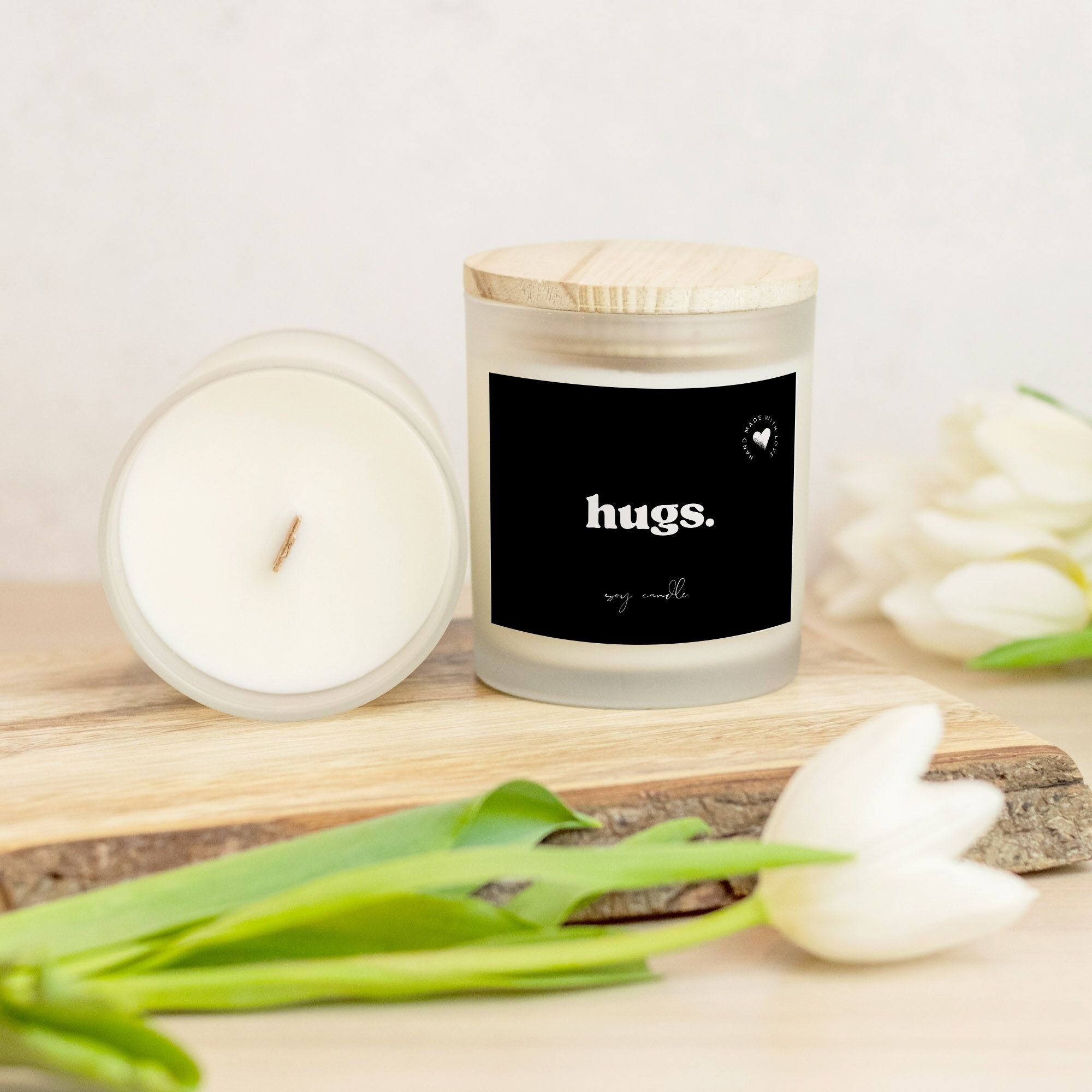 Frosted White 9oz Wood Wick Candle- Fragrance Free