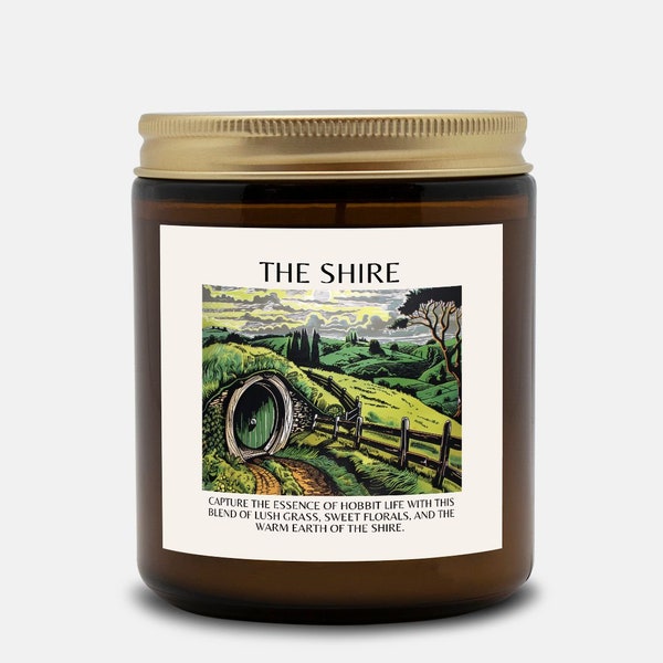 The Shire Candle, woods scented candle, best selling candles, amber jar candles, book lover candle, literary candle