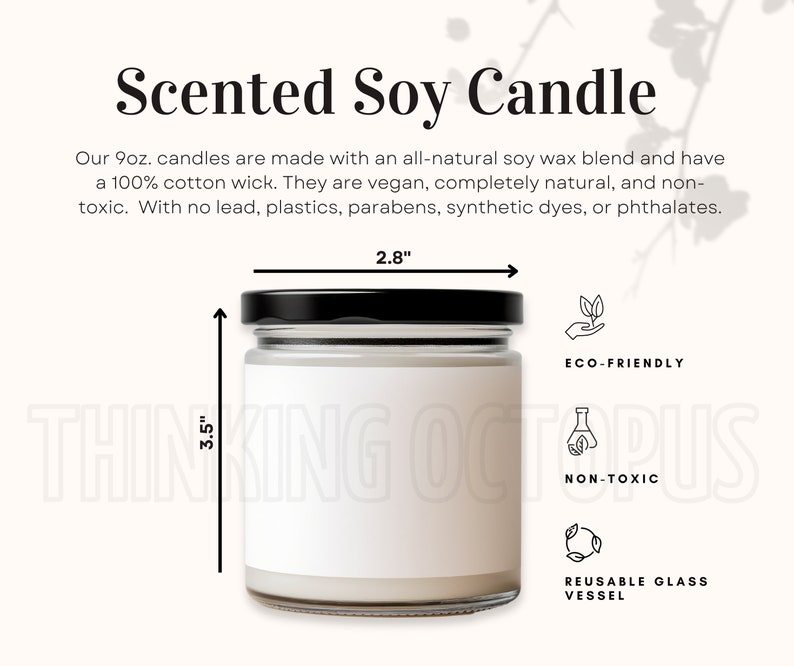 Candle Mockup // Candle Size Chart // Jar Candle Mockup // Soy Candle