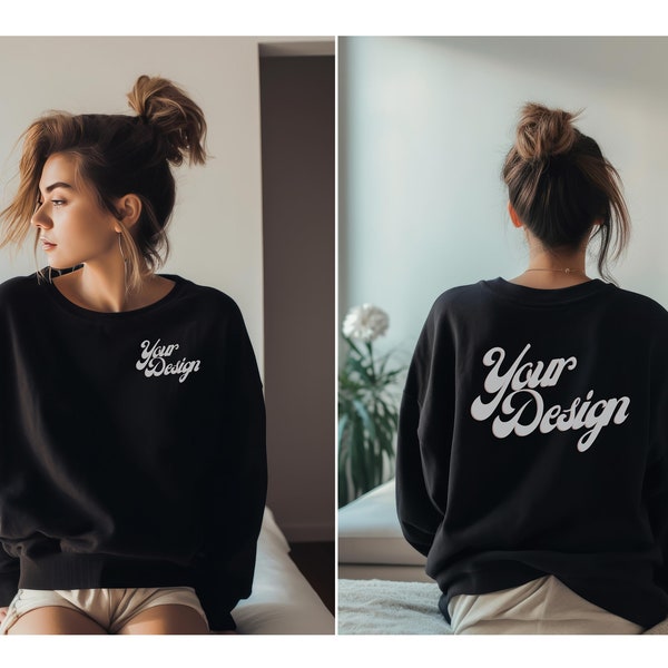 Black Sweatshirt Mockup | SweatShirt Mockup | Front Back Mockup | Backside Mockup | Back Sweatshirt Mockup | Back Black Sweatshirt Mockup