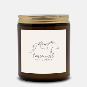 Horse Girl Candle, Equestrian Lover Gift, Handmade Amber Jar Candle