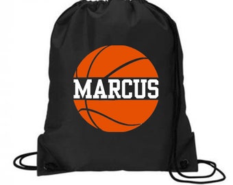 Customized basketball drawstring bag. Basketball. Gift. Team. Personalize with name