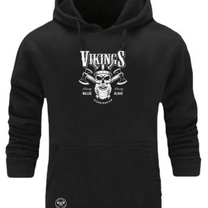 Beard and Axes Hoodie Vikings Clothing Victory Or Valhalla Pagan Warrior Thor Odin Scandinavian Nordic Norse Funny Gift Men Sweatshirt Top