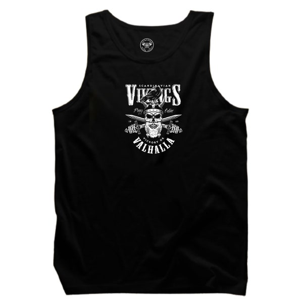 Bones & Beard Vest Vikings Clothing Victory Or Valhalla Pagan Warrior Thor Odin Northmen Nordic Norse Huginn Muninn Funny Gift Men Tank Top