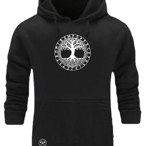 Yggdrasil Hoodie Vikings Clothing Victory Or Valhalla Pagan Warrior Ragnarok Thor Northmen Norse Odin Tree of Life Gift Men Sweatshirt Top
