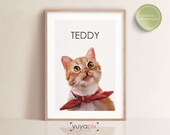 Custom Pet Art, Pet Portrait Custom and Personalized, Digital Download to Print,Pet memorial gift, Pet loss gift, Digital Painted from Photo