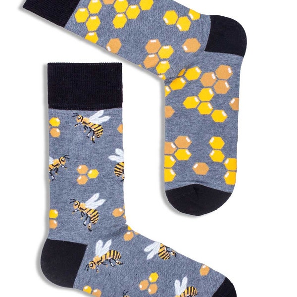 Bienensocken | Unisex,gemütlich,Geschenkidee,lässige Socken,bunte Socken, witziges Design, fröhliche Socken, verrückte Socken, coole Socken,