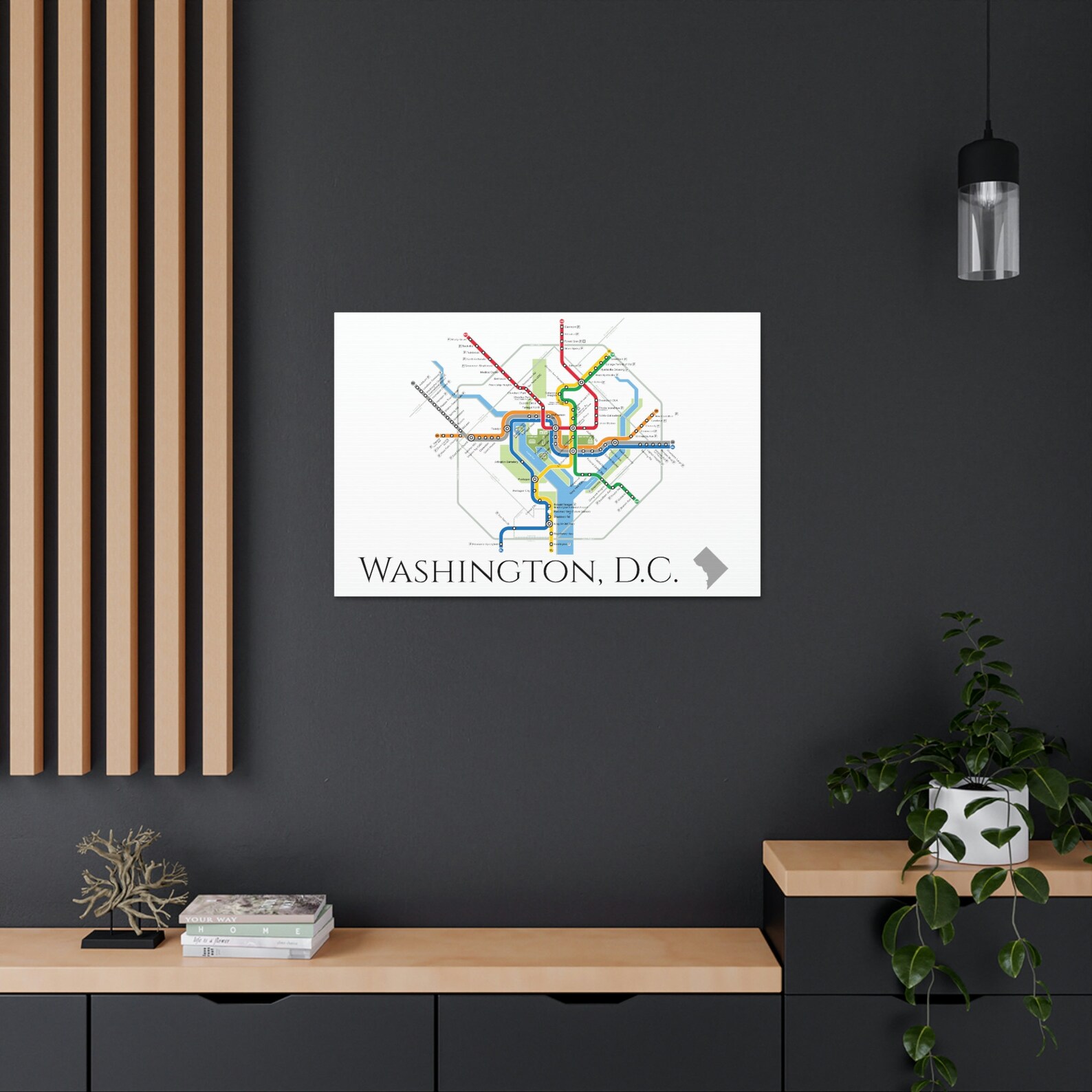 Washington, D.C. Metro Map Canvas Print Detailed Wall Art for Home