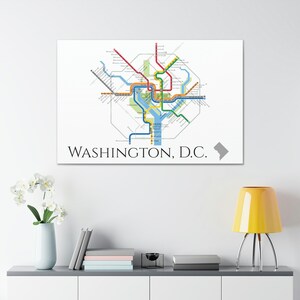 Washington, D.C. Metro Map Canvas Print - Detailed Wall Art for Home ...