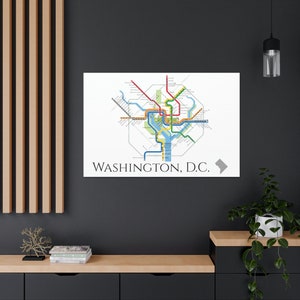 Washington, D.C. Metro Kaart Canvas Print - Gedetailleerde kunst aan de muur voor home decor