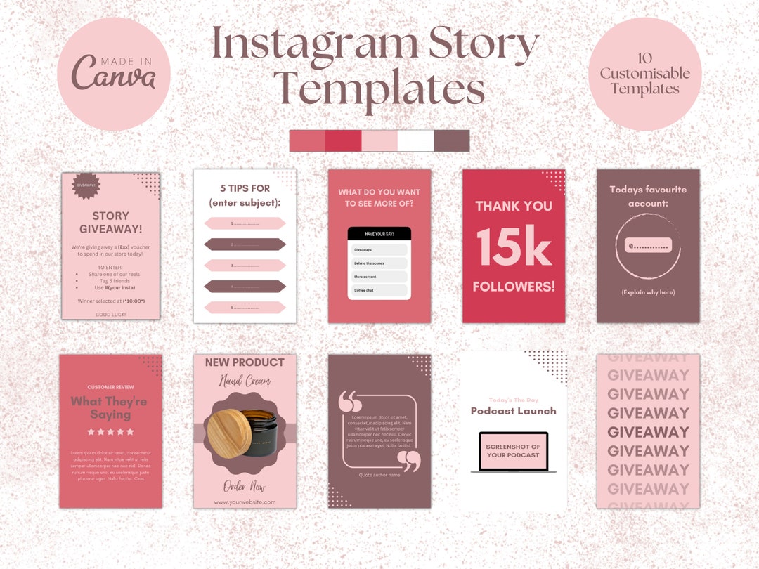 Pink Instagram Story Templates | Canva Editable (digital Download) - Etsy
