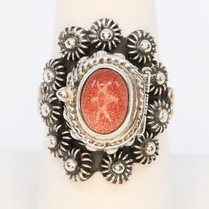 Vintage Mexican Taxco 925 Sterling Silver Goldstone Poison Ring Adjustable