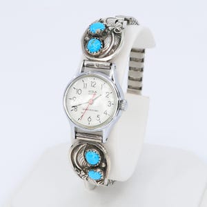 Vintage Kay Johnson Anglo Navajo Type Sterling Silver Turquoise Watch Tips Watch