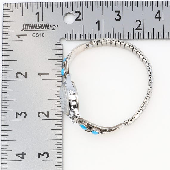Vintage Kay Johnson Anglo Navajo Type Sterling Silver Turquoise Watch Tips Watch Vintage Kay Johnson Anglo Navajo Type Sterling Silver  main image 3