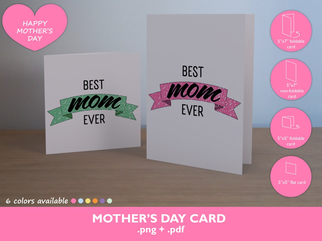Mother's Day Card Best Mom Ever Printable Card 5x7 Etsy