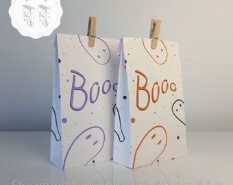 Printable Halloween paper bag for favors and gifts, treat bag, trick or treat, "Boo" cute ghost bag, paper bag #1