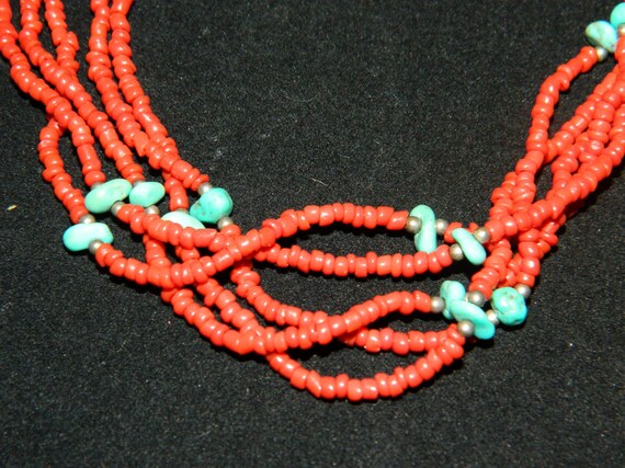 Coral and Turquoise Necklace and Earrings Set - image 4