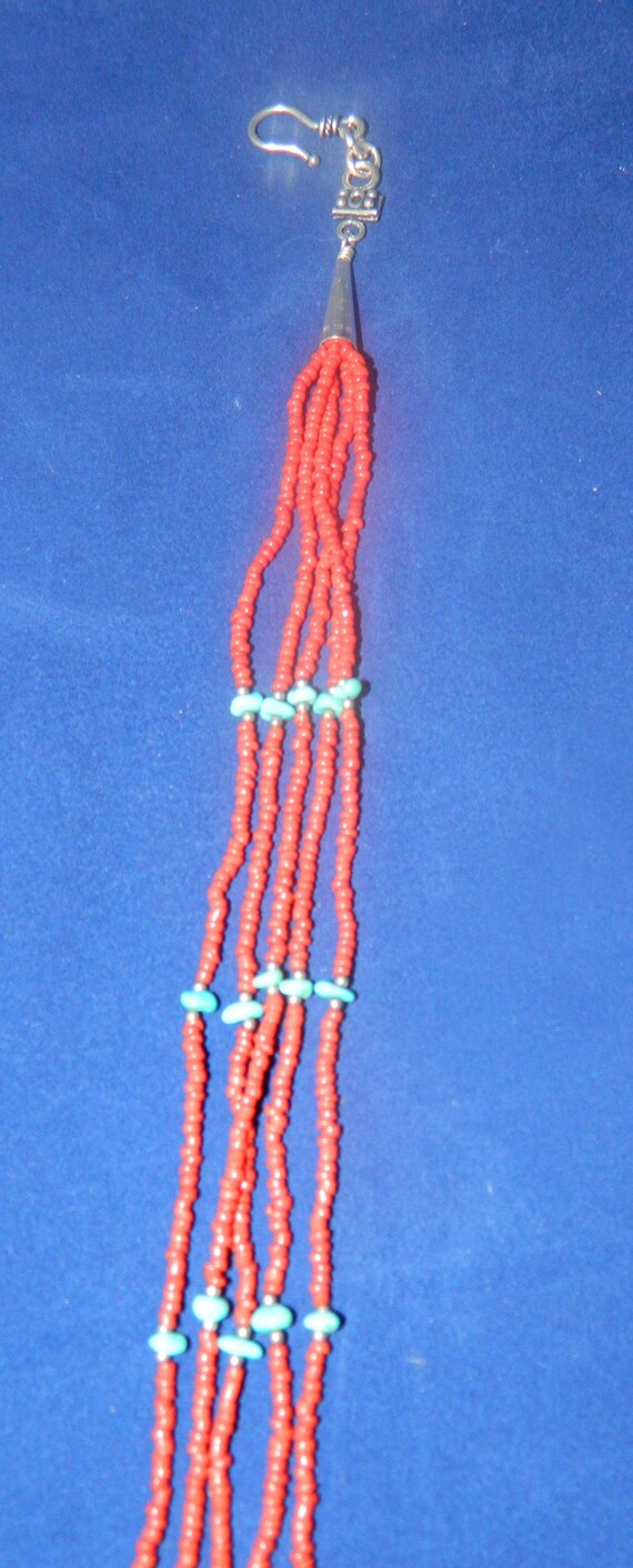Coral and Turquoise Necklace and Earrings Set - image 8