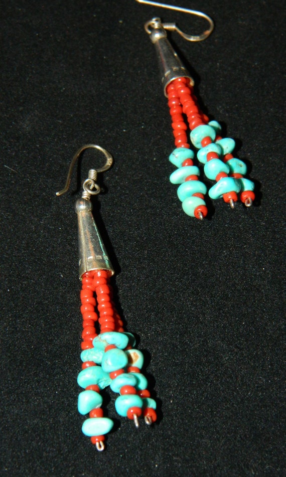 Coral and Turquoise Necklace and Earrings Set - image 3