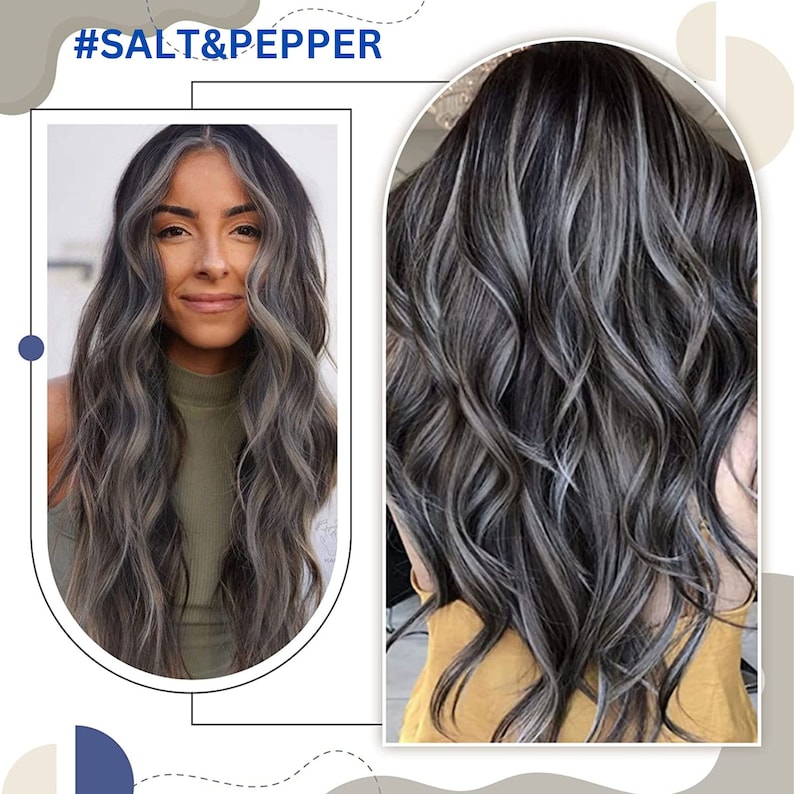 100 Human Hair Salt&pepper Real Remy Hair Clipin Human Hair