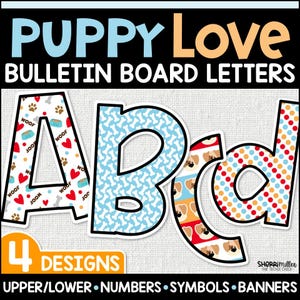 Dog Theme Back to School Bulletin Board Letters and Ideas, Printable Letters Numbers, Classroom Teacher Door Decor Decorations