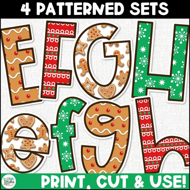 Christmas Gingerbread Cookie Bulletin Board Letters Numbers Banners ...