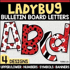 Ladybug Bulletin Board Letters, April & May Bulletin Board Ideas, Spring Classroom Decorations, Cute Ladybug Letters, Spring Bug Door Decor