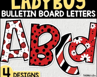 Ladybug Bulletin Board Letters, April & May Bulletin Board Ideas, Spring Classroom Decorations, Cute Ladybug Letters, Spring Bug Door Decor
