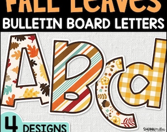 Letras e ideas perfectas para el tablón de anuncios de otoño, letras y números imprimibles de hojas y bellotas de otoño, decoración otoñal para la puerta del aula escolar.