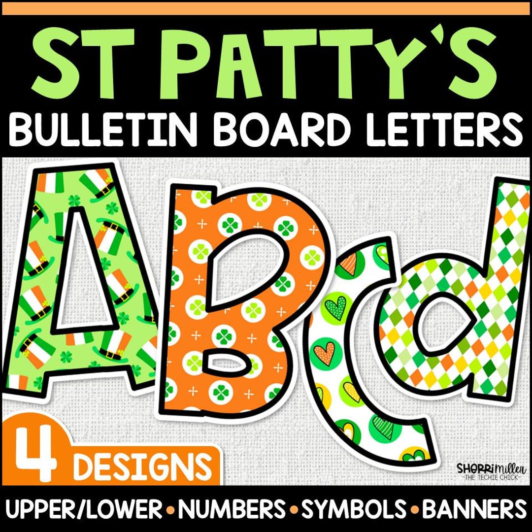 St. Patrick's Day Bulletin Board Letters, A-Z Bulletin Board Letters ...