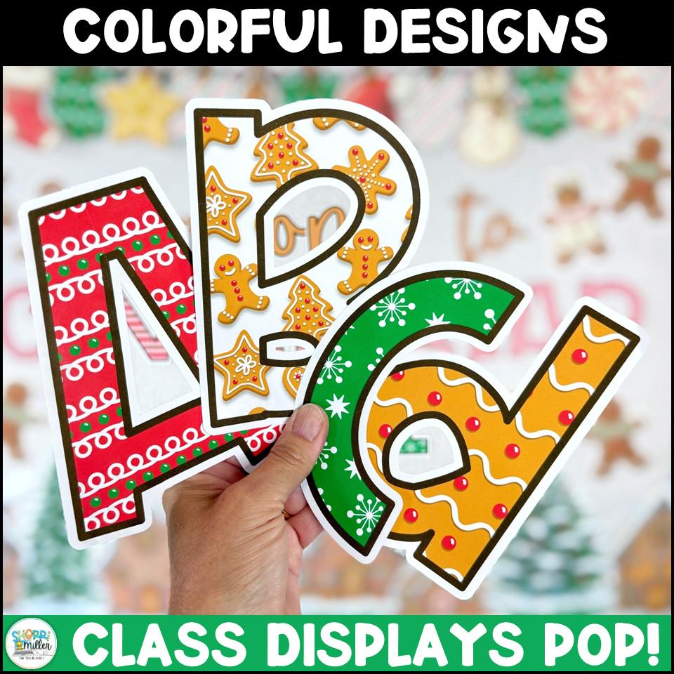 Christmas Gingerbread Cookie Bulletin Board Letters Numbers Banners ...
