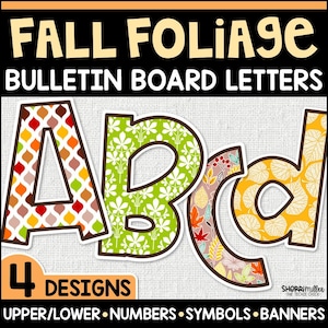 Herbst Bulletin Board Buchstaben & Ideen, druckbare Herbstlaub Buchstaben und Zahlen Schule Klassenzimmer Tür Dekor für September Oktober November
