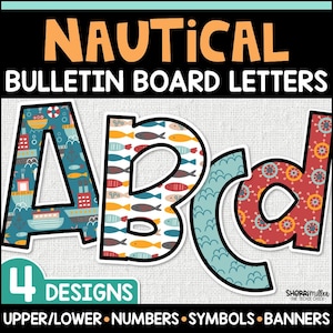 Nautical Summer Bulletin Board Letters, End of Year Bulletin Board Ideas, Printable Letters and Numbers, Summer Classroom & Door Decor